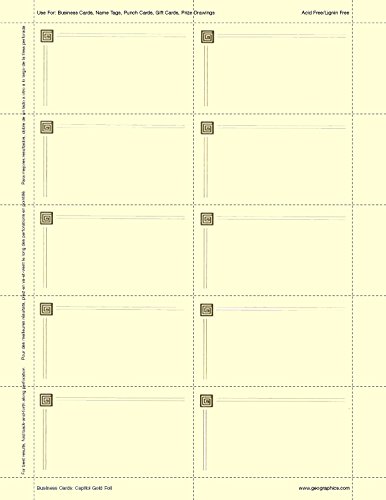 Geographics Capital Business Cards, 2 x 3.5 Inches, Ivory Gold Foil, 150-Cards Pack (47367S)