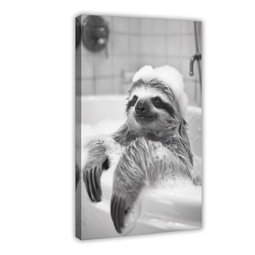 Poster paresseux dans la baignoire toile de 40x60 cm pour decoration de chambre