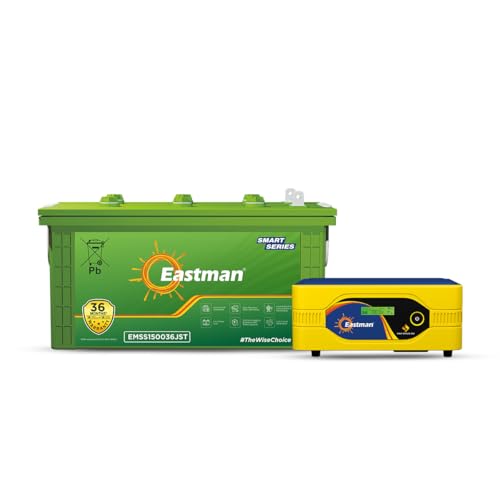 Eastman Inverter & Battery Combo - Sino 900VA/12V Pure Sine Wave Home UPS & EMSS150036JST 150 AH Inverter Battery | for Home and Office