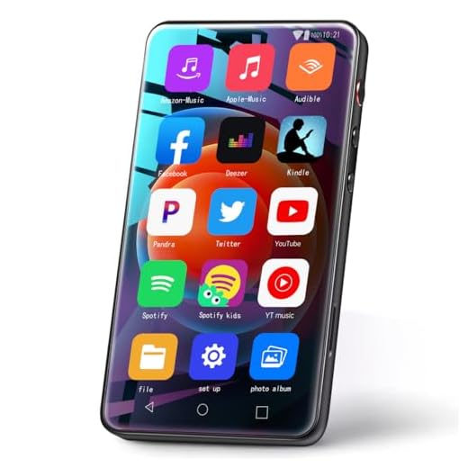 MYMAHDI Lettore MP3 con Bluetooth e WiFi fino a 1TB, lettore musicale touch screen da 4" con Spotify, YouTube, lettore MP3 Android in streaming con Audible, lettore MP4 HiFi con altoparlante, Nero