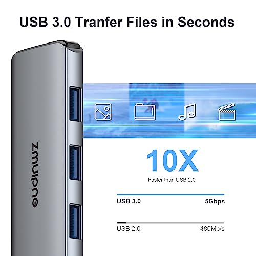 Usb C Hub Adapter For Macbook Pro Air M1 M2, Laptop Mac Usb-C To Hdmi 7 In 1 Multiport Dongle Dell Xps Hp Lenovo Google Samsung Surface With 4K Hdmi Usb 3.0 Port 100W Pd Sd Tf Type C Adapter Zmuipng #TOP4