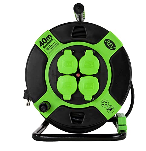 Rev Avvolgicavo In Plastica 40Mt Ip 44 4-Fold Nero-Verde - 2