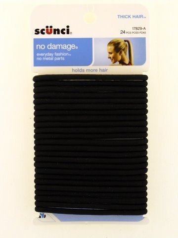 Scunci Effortless Beauty Thick Hair No-Damage Black Elastics, 5 Mm, 24-Count (Pack of 3) by Unknown
