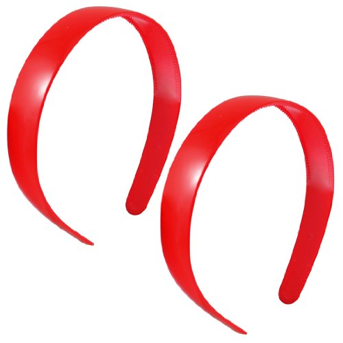 uxcell 2 Pcs 1" Width Plastic Frame Dual Row Tooth Inner Red Hair Hoop Hairband