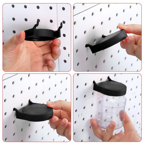 Image of Unittype 20 Set Pegboard Organizer Accessories Peg Boards Jars with Lids Plastic Pegboards Bins Storage Containers Clear Peg Board Wall Organizer for Garage Sewing Office Home Supplies(Black)