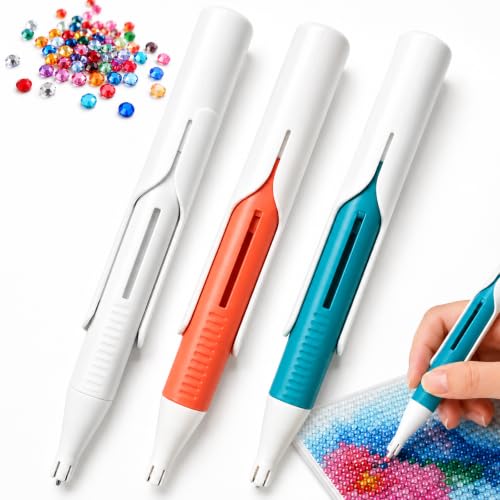 3PCS Automatic Diamond Painting Bead Dispenser,2027 New Diamond Art Automatic Bead Dispenser Pen,Suitable for 2.8mm Round Diamonds,Durable, WH+OG+BU
