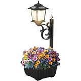 2 in 1 Solar Lamp Post Light with Planter, Waterproof, Solar Light Flower Pot, Wall Mount or Freestanding Floor Llghts, Outdoor Planters Decorative for Garden Patio, Front Porch