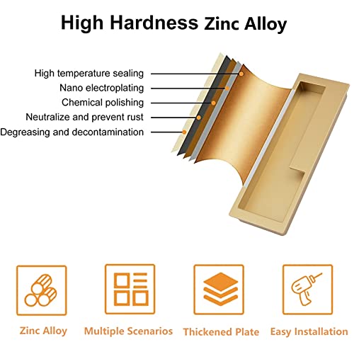 MOROBOR Zinc Alloy Flush Pull Handles, 2pcs Embedded Sliding Door Handle with Hidden Screws - Image 3