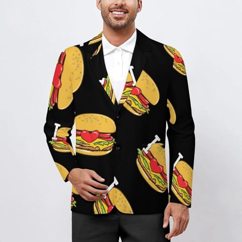 I Love Burger Hamburger Mens Blazer Lightweight Sport Coat Two Button Suit Jackets2