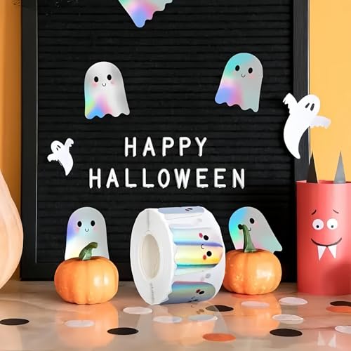Halloween Ghost Stickers Roll, Cute Waterproof Self-Adhesive Ghost Face Stickers for Halloween Decor & Gifts, Ghost Decorating for Journaling, Laptop & Phone Case(Halloween Ghost Stickers) - Image 6