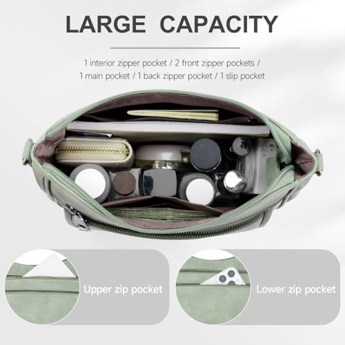 Image of KITEVIUN Crossbody Bags for Women Leather Purse Trendy Multi Pocket Shoulder Handbags with Adjustable Guitar Strap