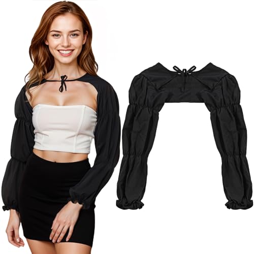 Image of Women Lace Bolero Shrug Cropped Cardigan Long Lace Sleeve Open Front Shawl Crop Dress Cover Top, See Through Sheer Cardigan Shoulder Cover (L)