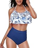 ☀Traje de baño de moda: la parte inferior con estampado floral es muy linda, el traje de baño sexy restaura su confianza en sí mismo, el cabestro sexy muestra su forma encantadora. Es ideal no solo para la playa y la piscina, sino también para fitness, gimnasia y baile.