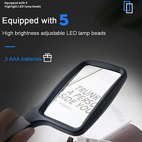 Vergrootglas Met 5 LED-lampjes - 3X Handheld Rechthoekig Vergrootglas,108x63 Mm Grote High-definition Acryllens… - Image 7