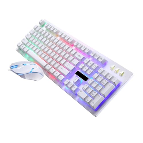Clavier et souris filaires ensemble ergonomique mécanique blanc éclairage LED