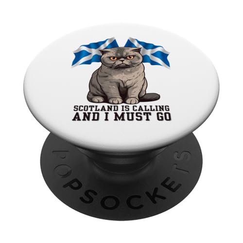 Vacanza scozzese per uomini, donne, ragazzi o ragazze Scotland Is Calling and I Must Go con uno splendido gatto scozzese delle Highland e il suo vitello e la bandiera scozzese. Mostra la tua eredità scozzese, l'orgoglio scozzese o l'amore per la Scozia con il design unico.