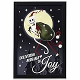 Disney The Nightmare Before Christmas Delivering Screams of Joy Framed Wood Wall Decor - Santa Jack Skellington Picture