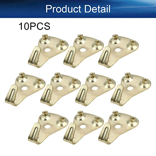Image of Picture Hangers 0.9mm Thick Picture Hooks with Nails Professional Picture Hanging Kit, for Office Pictures House Decoration Clock Wall Mounting Brass Tone 10pcs
