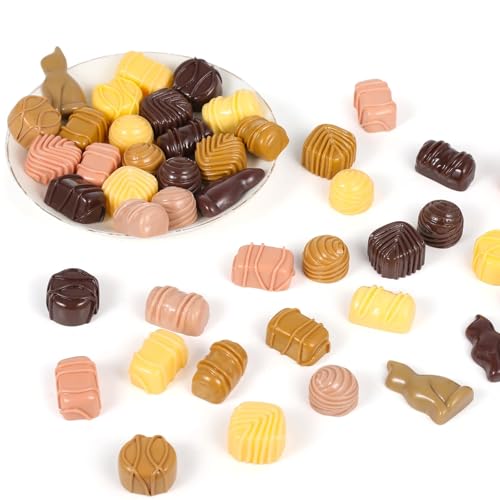 44 modelos de chocolate falso, formas y colores surtidos de chocolate de resina para bricolaje, bromas y fotografía