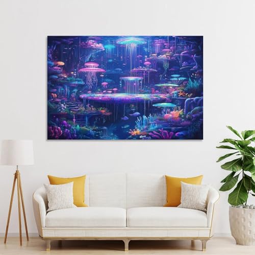 Méduses murale image sur toile tableau salon chambre 50x75cm - 3