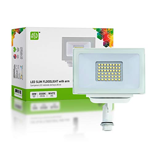 Asd 30W Led Flood Light Outdoor, 120V 3056 Lm 3000K Warm White, Knuckle Mount Led Security Lights, Long Lifespan 97,000 Hours, Waterproof Floodlights For House, Yard, Garage, Garden, Ul Listed #TOP22