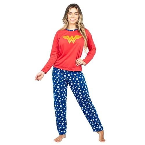 Pijama De Frio Feminino Longo Estampado Personagens Desenhos (G, Mulher Maravilha)