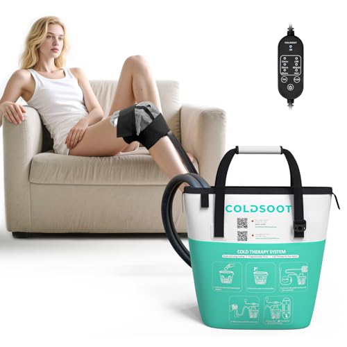 COLDSOOT Cold Therapy Machine w/Timer, Compact and Portable Ice Machine for Knee After Surgery, Knee Replacement Recovery System, Cryotherapy Pain Relief w/Compression Pad for Shoulder, Hip and Ankle