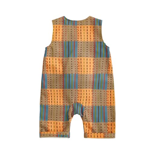 Baby Boy Halloween Outfits Newborn Pumpkin Overalls Plaid Romper Sleeveless Jumpsuit Infant Halloween Clothes4