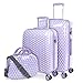ITACA - Walizki podróżne dla dzieci na 4 koła z samochodem. Drukowany poliwęglan. 2 rozmiary: Mały i średni. Sztywny wygodny i lekki. Piękny design, Fioletowe kropki (55 Cm + 65 Cm + 35 Cm-702400b), 55 cm + 65 cm + 35 cm