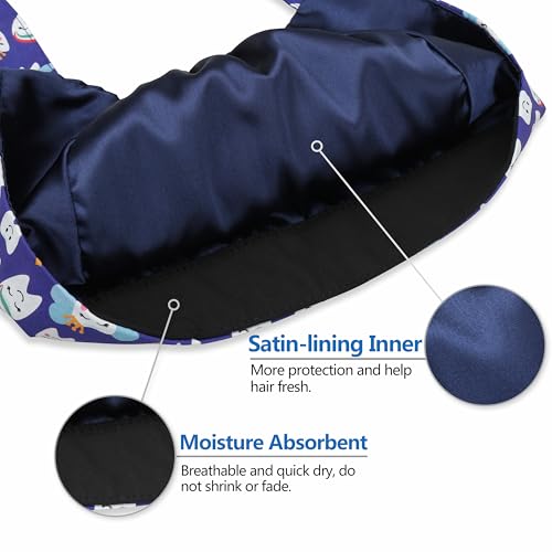 Image of Adjustable Scrub Cap with Button, Satin-Lined Cotton Scrub Hat Sweatband, Elastic Working Hat Unisex, One Size