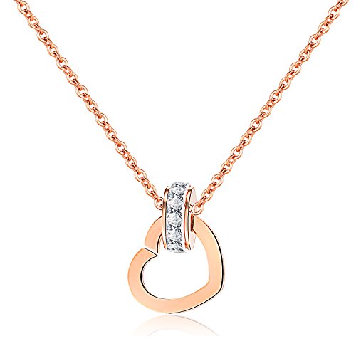 Image of Yellow Chimes Pendant for Women and Girls Rose Gold Pendant Necklace For Women | Staineless Steel Love Heart Pendant Chain | Birthday Anniversary Valentine Gift for Wife Girls Women