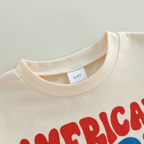 Image of Kids Toddler Girls 4th of July T-Shirt Coquette Bowknot Patriotic USA 250 American Flag Independence Day Top