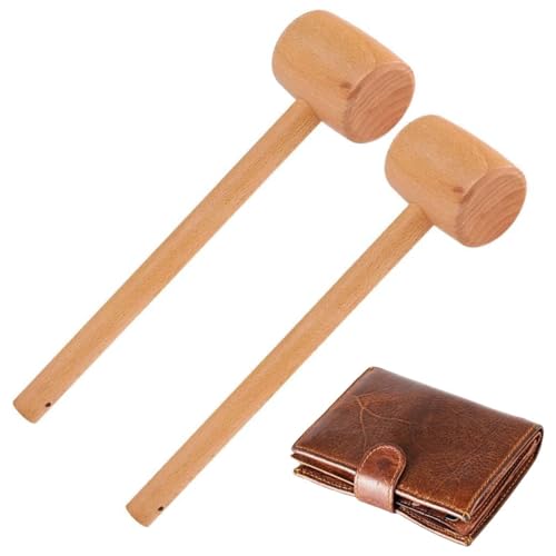 2 uds martillo de madera herramientas artesanales para cuero, mazo de carpintero DIY tallado martillo de haya, martillo pequeño para golpear en la espalda para aliviar la fatiga