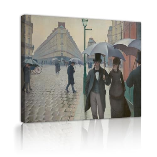 Toile Art Mural Paris Street Gustave Caillebotte cadre en bois decoration salon 60x80cm