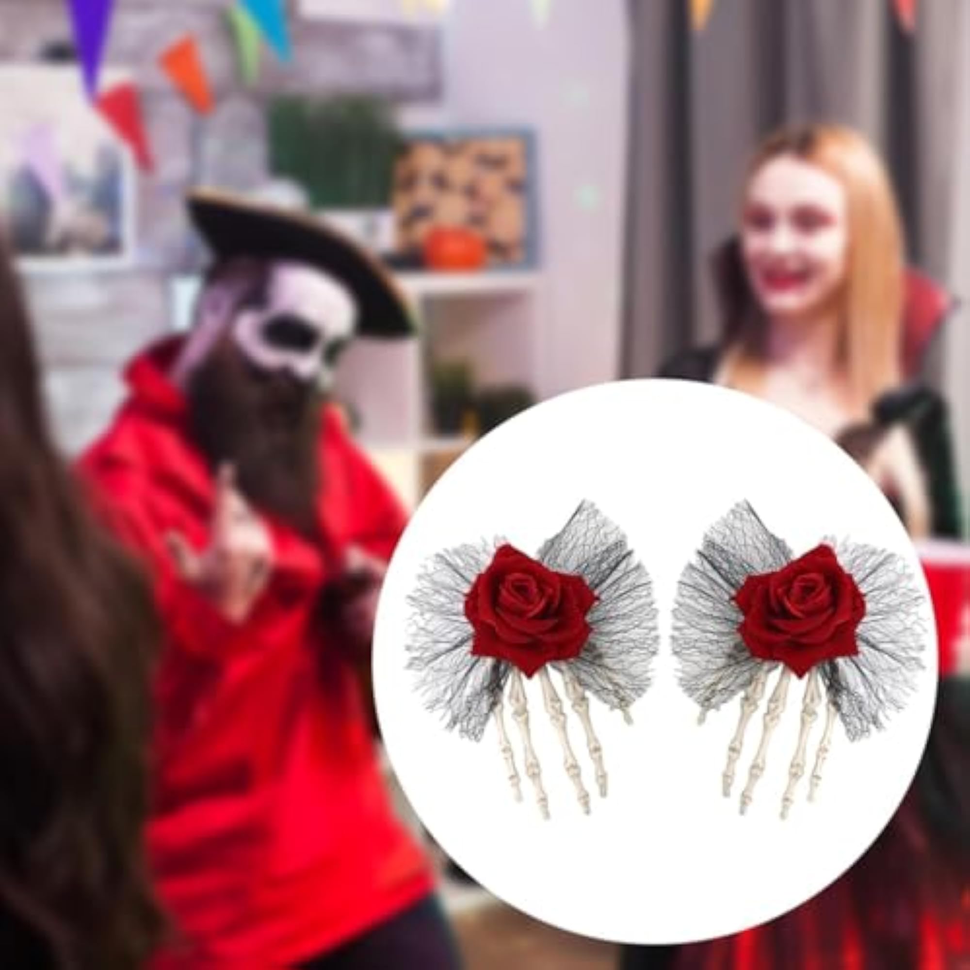 2 Pieces Red Hair Jaw Clips for Party and Cosplay