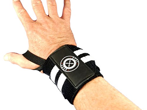Spot Lion Fitness Wrist Wraps (Professional Quality) Powerlifting, Bodybuilding, Weight Lifting Wrist Supports For Weight Training - Black With White Stripes #TOP6