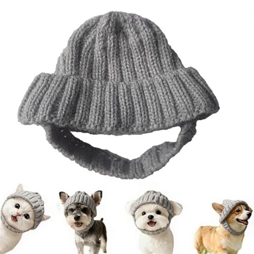 Hunde Beanie Mütze,Mit Ohrlöchern Weiche Strick-Kopfbedeckung...