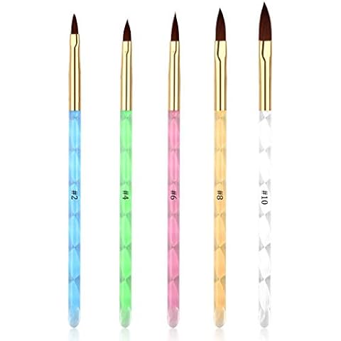 5Pcs UV Gel Acrylic Nail Brush Set for Nail Art Tips Builder and Nail Painting Cover