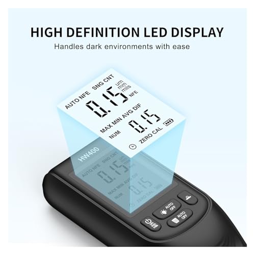 Medidor digital de espesor de recubrimiento, 0-2000 μm, alta precisión para pintura automotriz, prueba no destructiva de capas en acero, aluminio y cobre miniatura 7