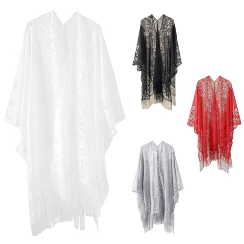 FILOEEX Damen Spitze Bikini Cover Up Sommer Strand Badeanzug Bedecken Damen Leichte Sexy Spitze Bikini Überwur – Leichter Kimono Cardigan für...