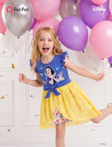 Image of Disney Princess Frozen Elsa Minnie Mouse Stitch Toddler Girl Romper With Skirt Overlay Summer Jumpsuit with Bow 2-6 Years
