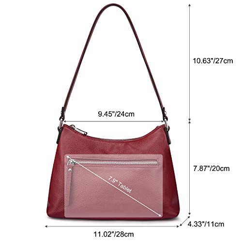 S-ZONE Leather Purses for Women Shoulder Hobo Bags and Small Handbags with Outside Pocket3
