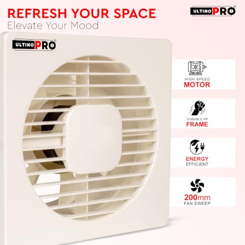 Image of 6 Inch Exhaust Fan for Kitchen, Bathroom, Office & Commercial Use | High Speed Ventilation Fan | Low Noise | Energy Efficient Motor | Rust Resistant Body | Easy Wall Mount (6 Inch Ivory)