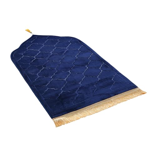 Prayer-Rug-Muslim-Mat-Islamic-Thickening-Sponge-Muslim-Rug-for-Kids-Men-Women-with-Islam-Prayer-Beads-for-Eid-Travel-Ramadan-Soft-Luxury-Great-for-Knees-and-Forehead-Blue