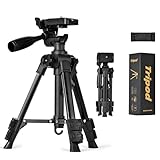 Small Tripod for Camera, Mini Tripod for Projector, Phone, DSLR, Laser Level, Portable Adjustable 11'-25' Height, 5 lbs Capacity, 360 Rotation, Includes Carry Bag and Phone Holder