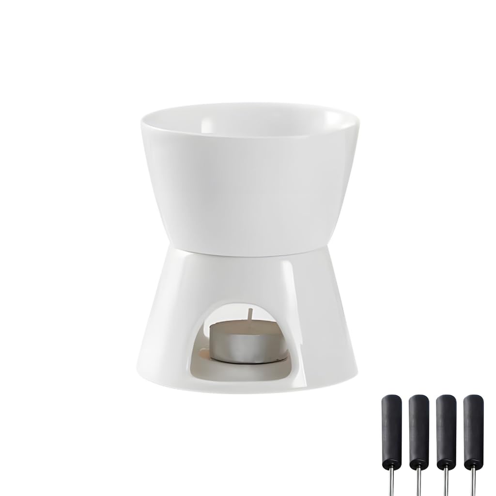 Zestaw ceramicznych podgrzewaczy do fondue 300 ml/400 ml zawiera 4 widelce kuchenne niezbędne