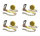 Mytee Products (4 Pack) 2 in. x 30 ft. Ratchet Strap with Chain Anchor WLL#3,400 lbs