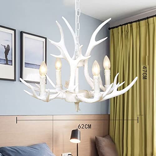 Lustre corne de cerf compact en résine, solution d'éclairage rustique petit salon