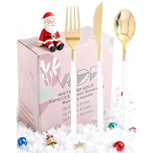 WDF 90Pieces Gold Plastic Silverwar...