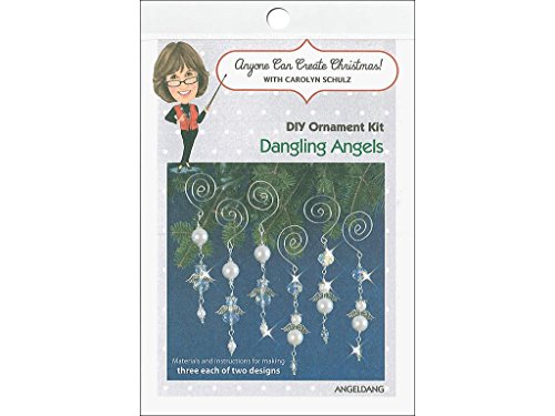 Solid Oak Dangling Angels Ornament Kit, Crystal And Pearl #TOP12
